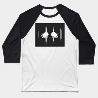 Hands in Cuffs Holding Prison Bars Baseball T-Shirt